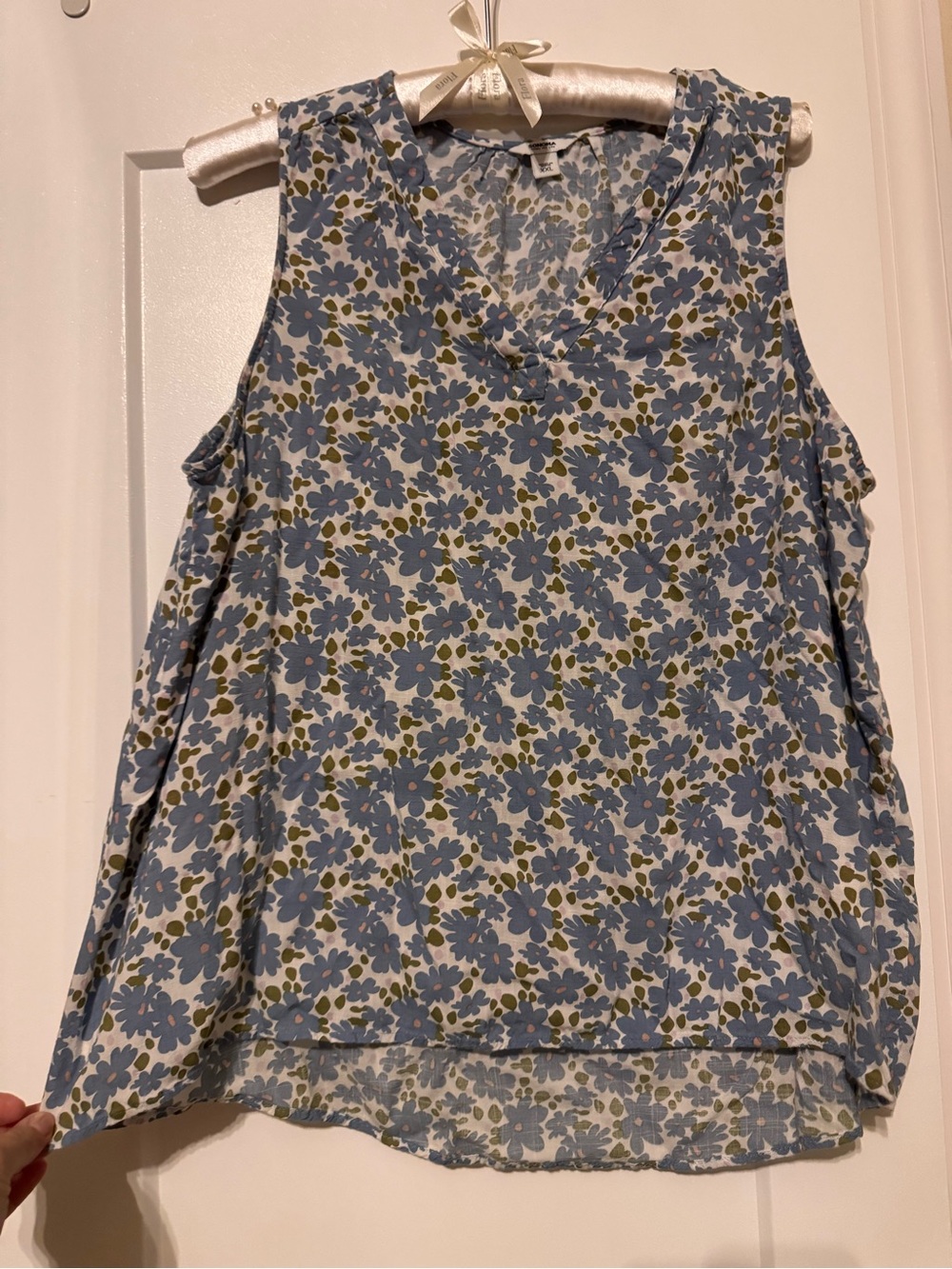 Sonoma Blue Floral V-Neck Sleeveless shirt Blouse XXL Womens Summer loose fit